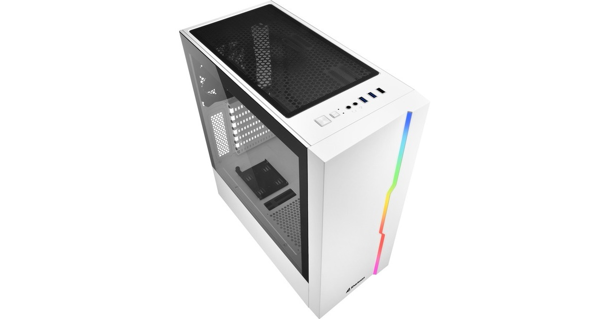 SharkoonRGB Slider midi tower behuizing  (Wit | 3x USB-A | RGB | Tempered Glass)