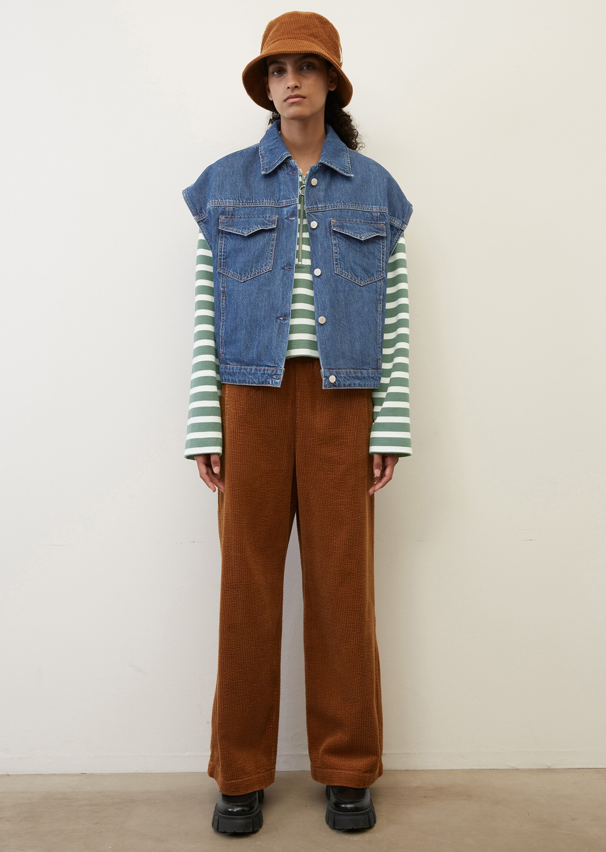 Oversize-Jeans-Weste cropped aus Candiani-Denim-Qualität