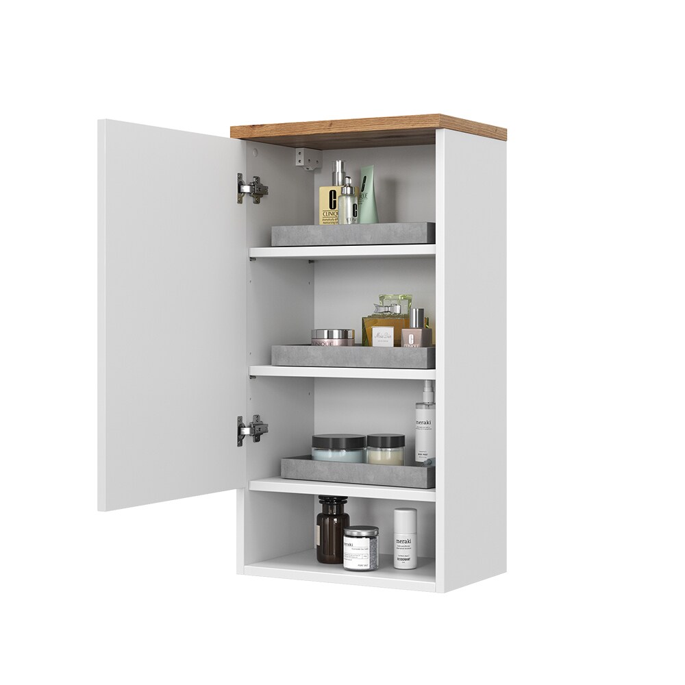 Vicco Hängeschrank Badschrank Badezimmermöbel Eden Weiß Artisan modern 40x60 cm Badezimmer Schrank Badmöbel hängend 1 Tür 4 Fächer Hochglanz