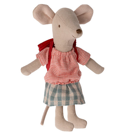 Maileg Maus - Große Schwester - Fahrradmaus m. Tasche - Rot