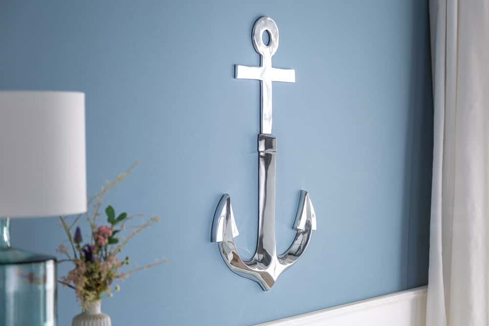 Maritime Wanddekoration SEVEN SEAS 70cm silber 3D Anker