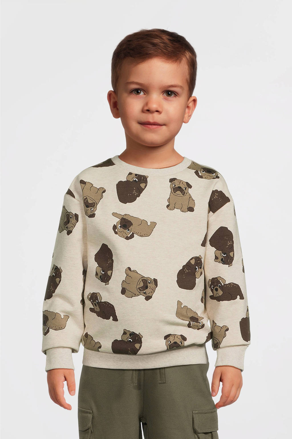 NAME IT sweater NMMRASMUS met all over print ecru melange
