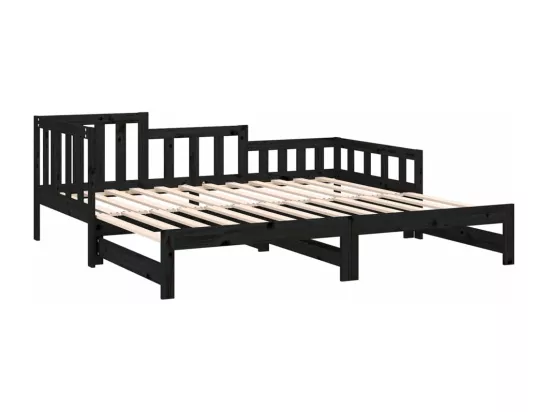 Lit coulissant sans matelas noir 2x(90x200) cm