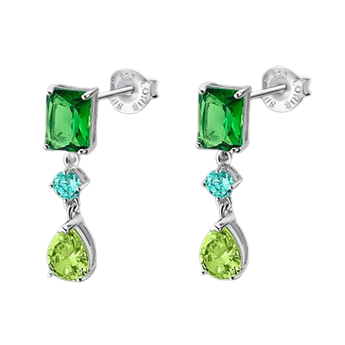 Boucles d'oreilles Lotus Silver argent oxydes verts