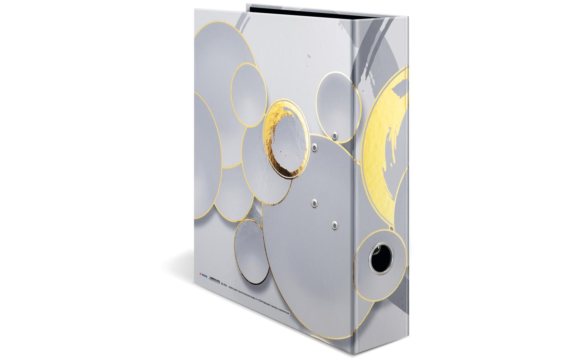 Ordner Circles A4 7 cm, HellgrauMotivordner im A4 Format mit Hebelmechanik und Griffloch