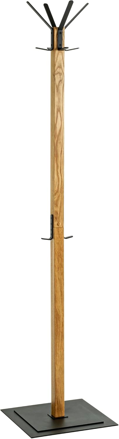 HAKU Möbel Garderobenständer, eiche, schwarz, Massivholz, Metall Standgarderobe - Maße: B 40 x H 180 x T 40 cm, Style: Modern YI7241207
