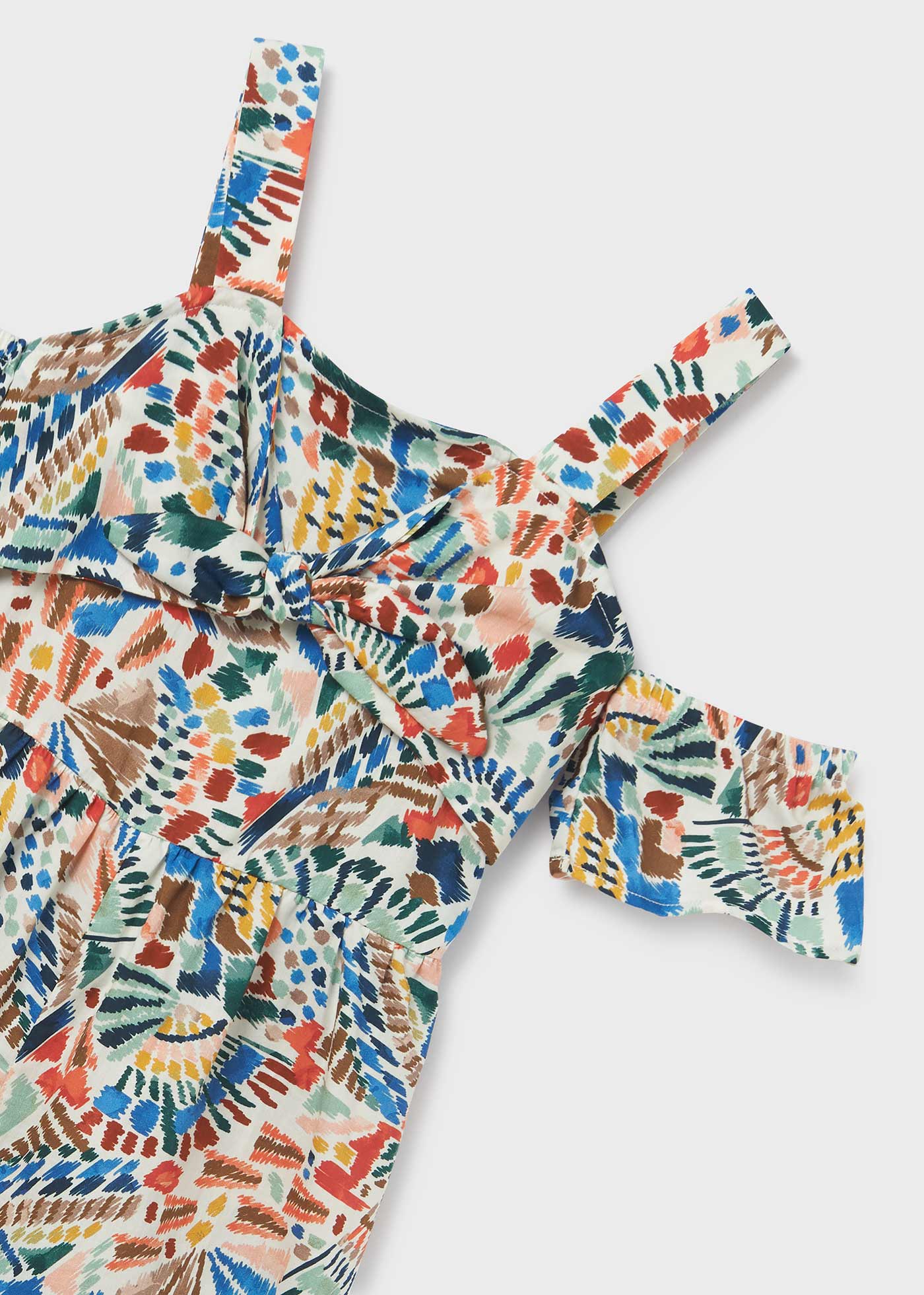 Macacão curto de algodão estampado para meninas
