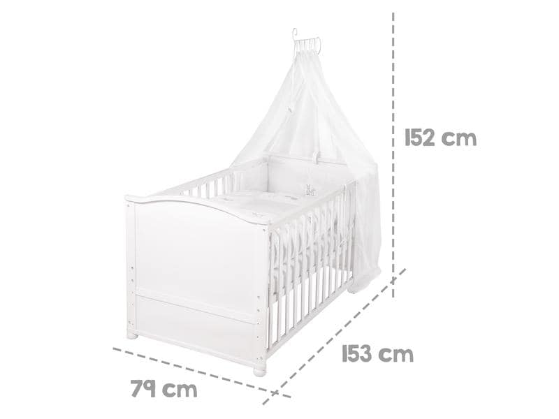 roba Babybett Komplett-Set Fox & Bunny 70 x 140 cm Komplettset umbaubar inkl. Bettwäsche, Himmel, Nest & Matratze