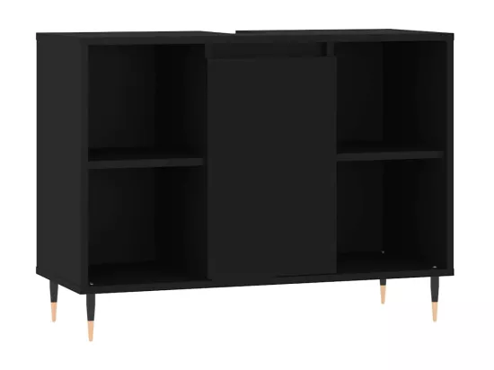 Armoire de salle de bain noir 80x33x60 cm bois d'ingénierie