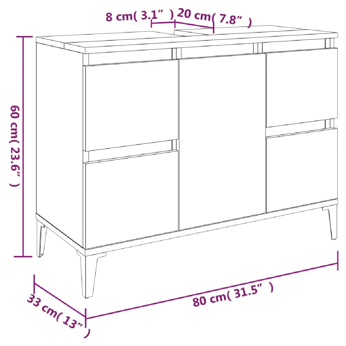 vidaXL 80x33x60 cm