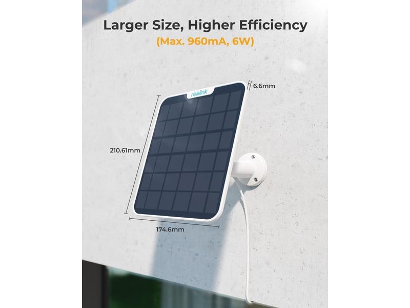 Reolink Zubehör Solarpanel 2 mit USB-C Anschluss Für alle Reolink Kameras mit Batterien sowie Micro-USB oder USB-C Anschluss, mit Zubehörteilen für die Montage – Weiss