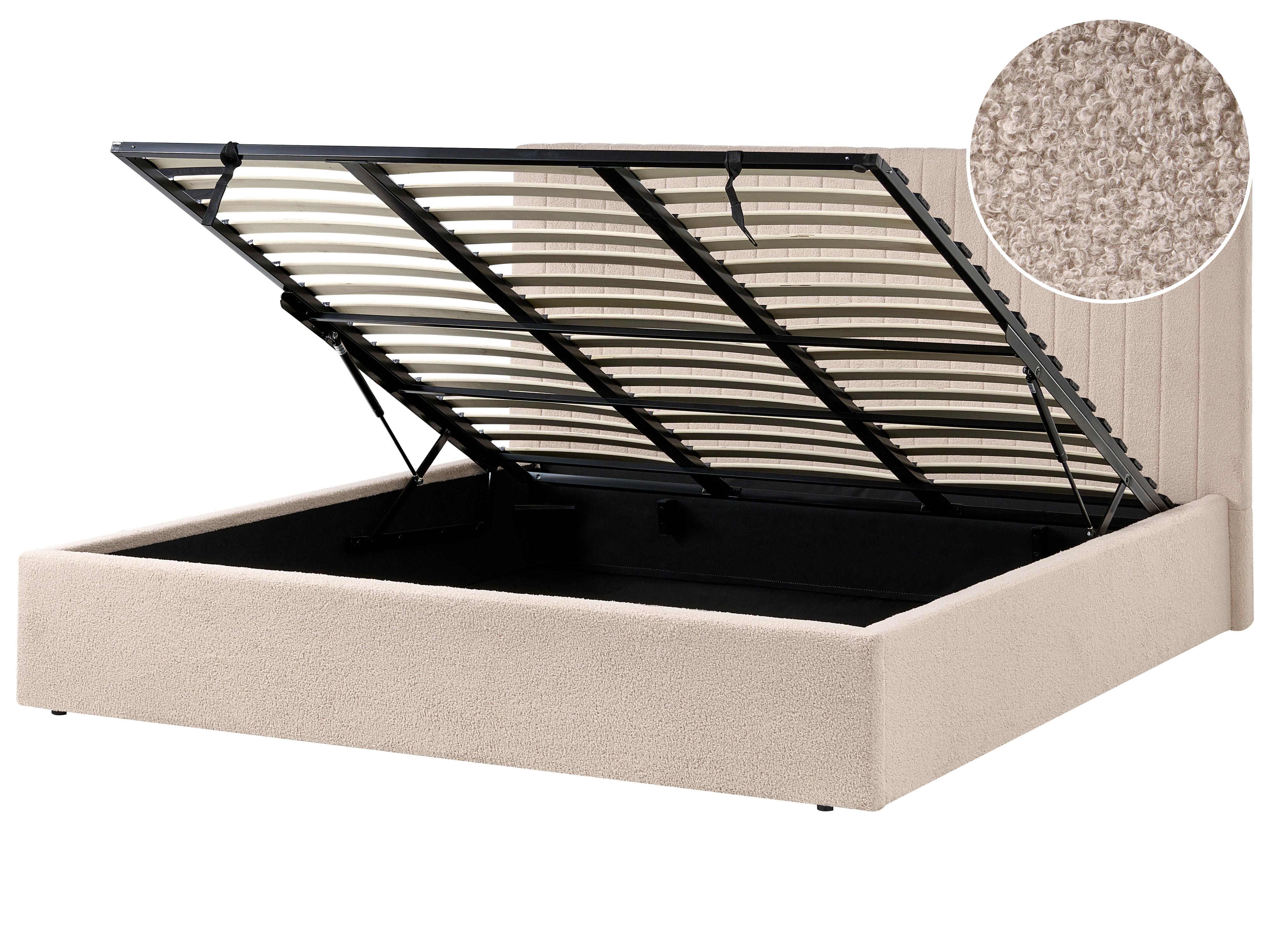 Bed met opbergruimte Bouclé VION 180 x 200 cm Beige