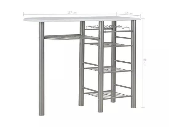 Ensemble de bar avec étagères 3 pcs Bois et acier Blanc
