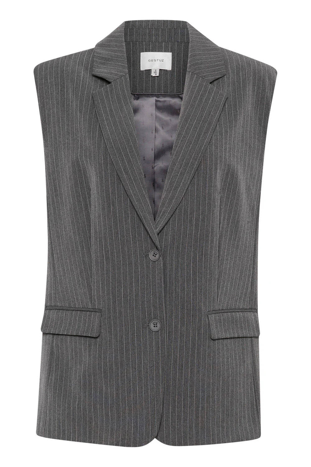 GESTUZ  Joelle pinstripe vest - Grey pinstripe