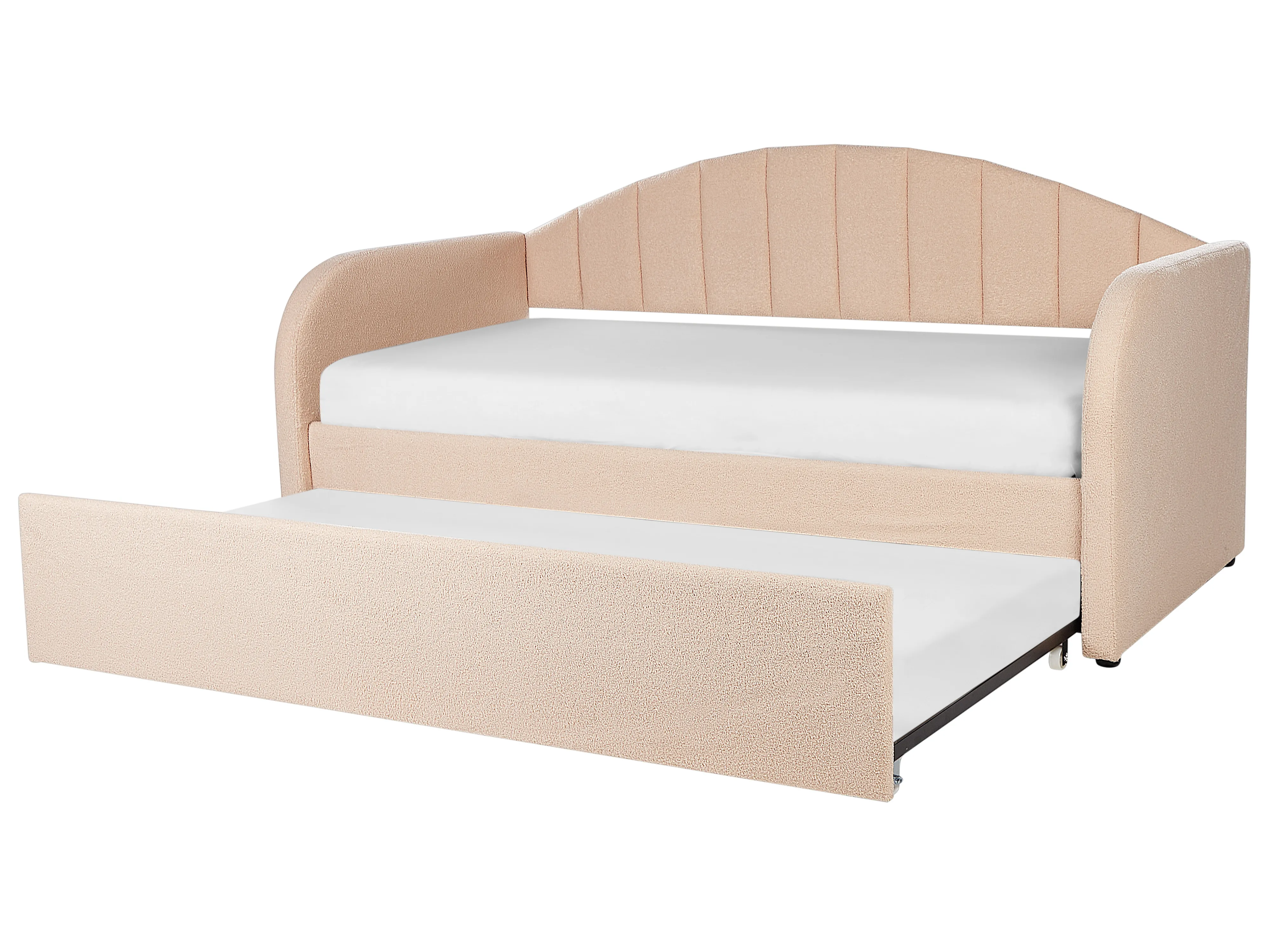 Onderschuifbed Bouclé EYBURIE 90 x 200 cm Perzikroze