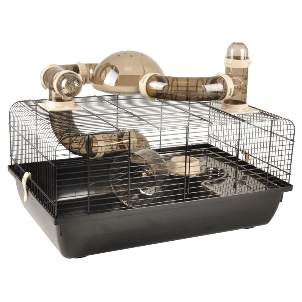 Cage pour hamsters figo 58x38x40 cm noir et marron