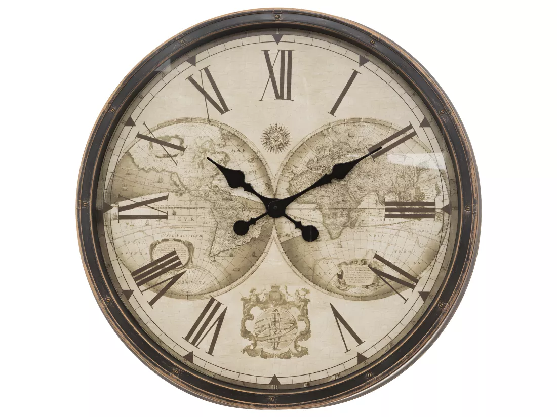 Pendule murale Monde aspect Vintage D 76 cm