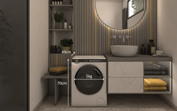 Haier HW50-BP12307-S, Front-læsning, 5 kg, C, 66 dB, 1200 rpm, A