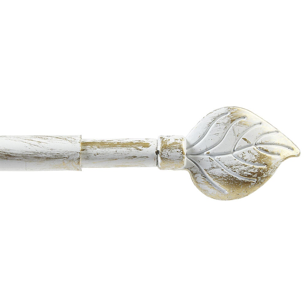 Tringle à vitrage Extensible 60-80 cm embout feuille blanc vieilli