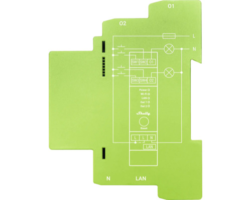 Shelly Pro Dimmer 2PM 2 kanalen Meterfunctie WLAN LAN Bluetooth DIN-rail slimme dimmer