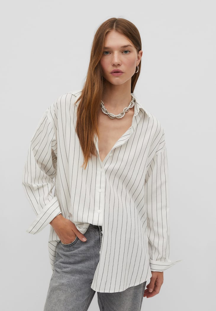 Camisa longa de popeline