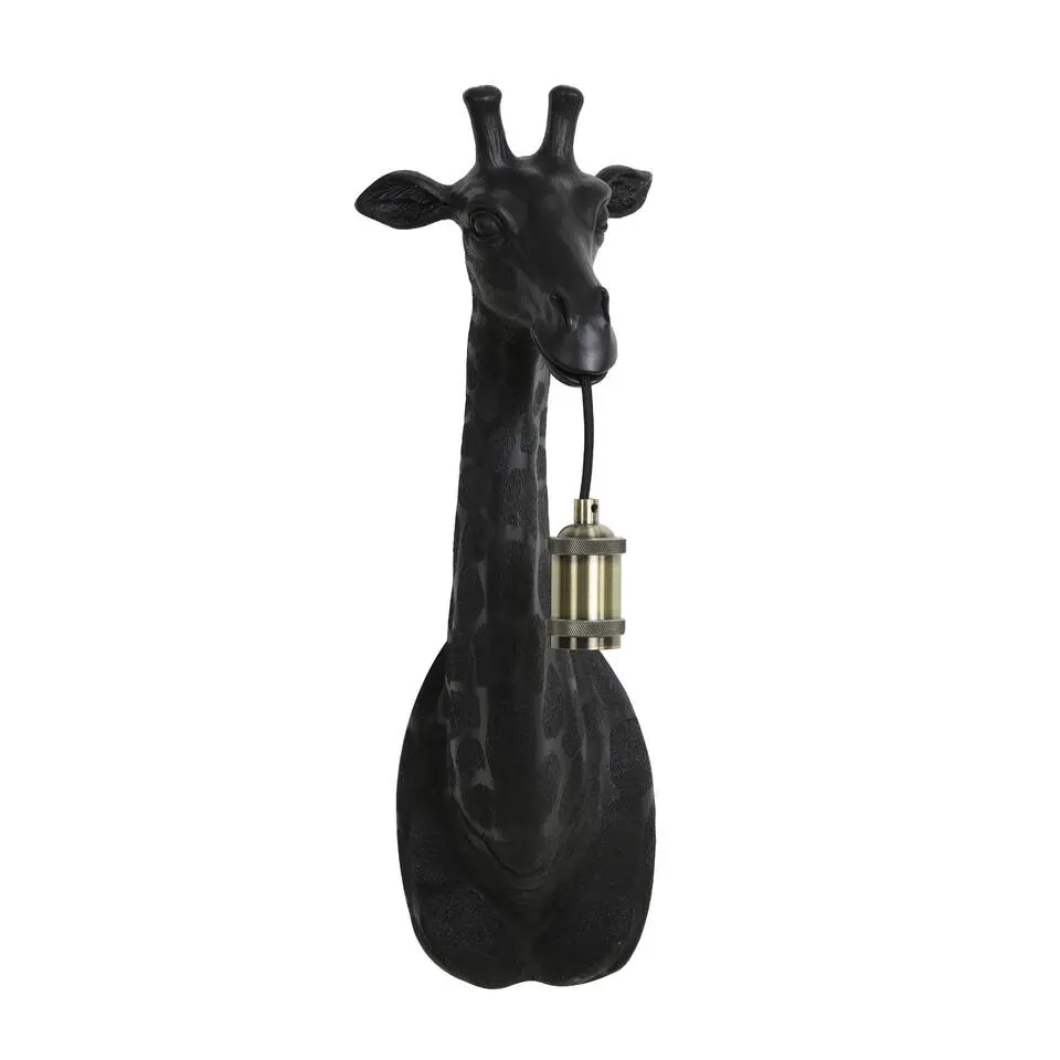 Wandlamp Giraffe - Zwart - 20.5x19x61cm