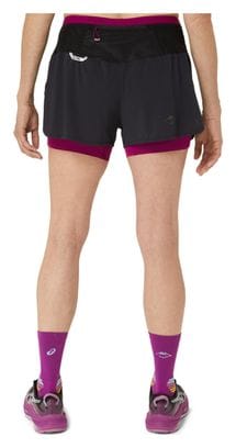 Short 2-en-1 Femme Asics Fujitrail Noir Rose