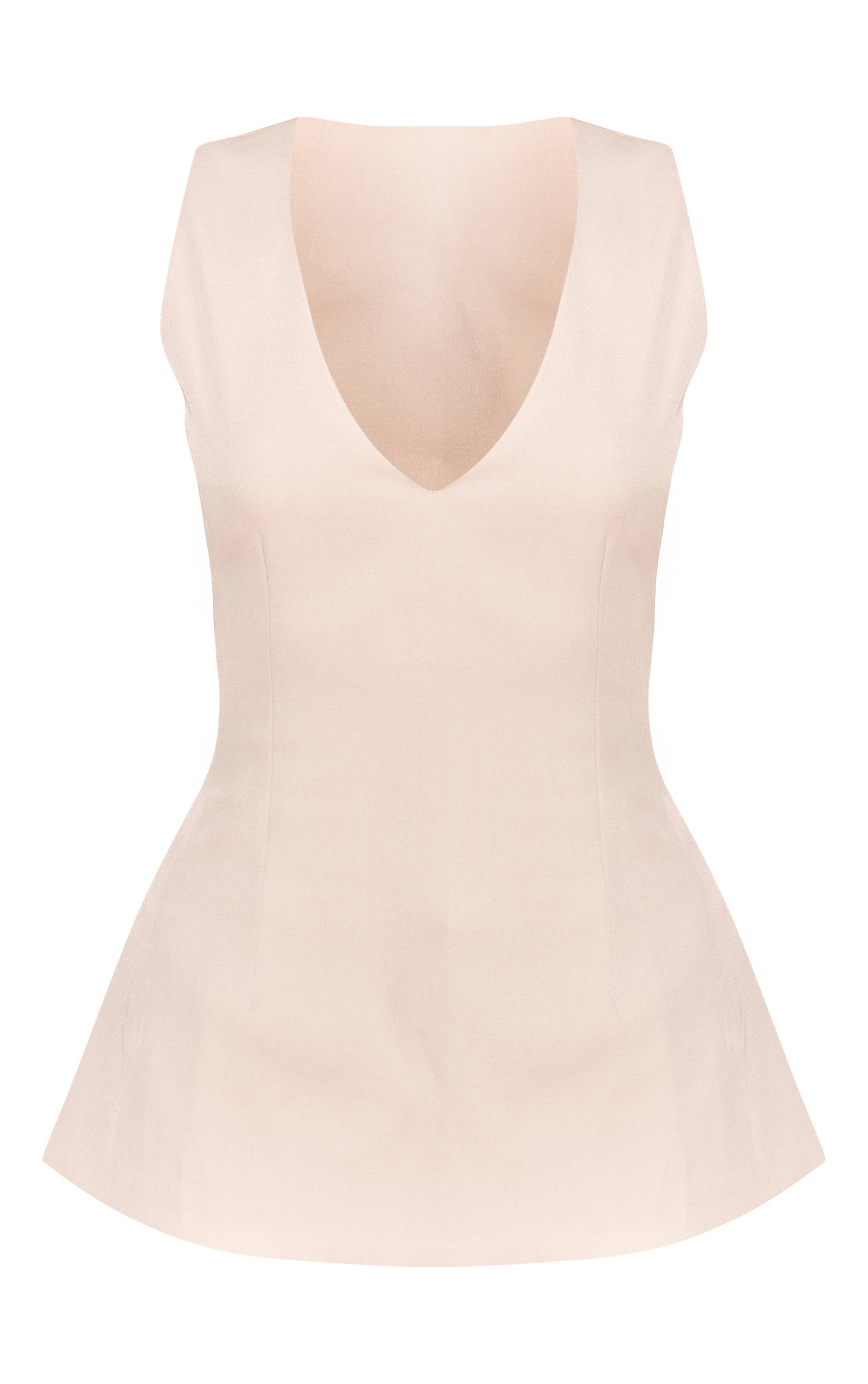 Gris Pierre Top Long Tissé Col V