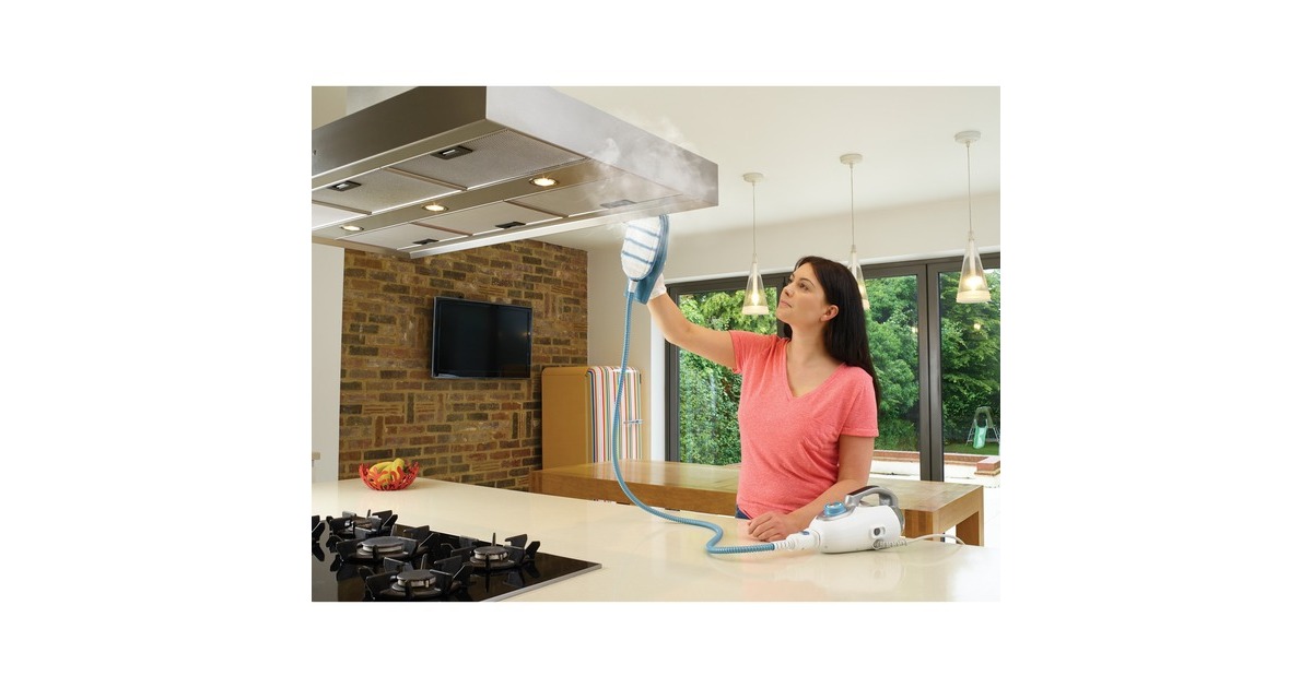 BLACK+DECKER1600W Steam-mop BHSM1615DAM-QS stoomreiniger  (Wit/blauw, Incl. SteaMitt, deltavoet en 17 accessoires)