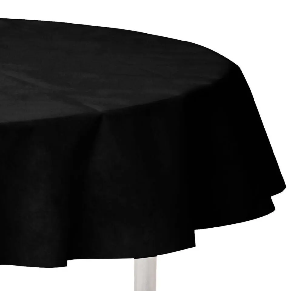 Santex Feest tafelkleed/tafellaken rond - zwart - 240 cm - stof