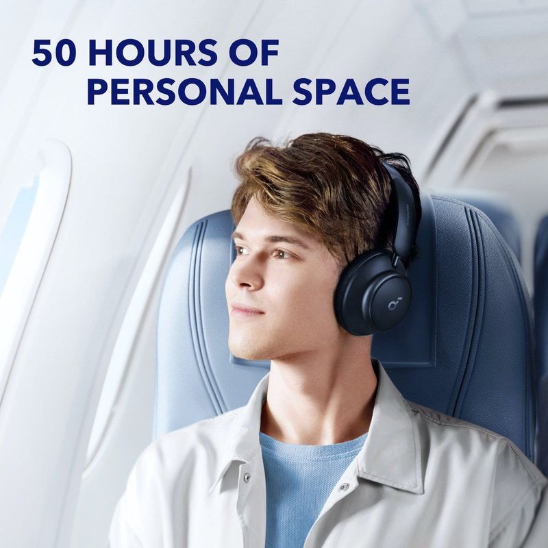 Anker Space Q45 Hoofdtelefoons Bedraad en draadloos Hoofdband Oproepen/muziek USB Type-C Bluetooth Blauw