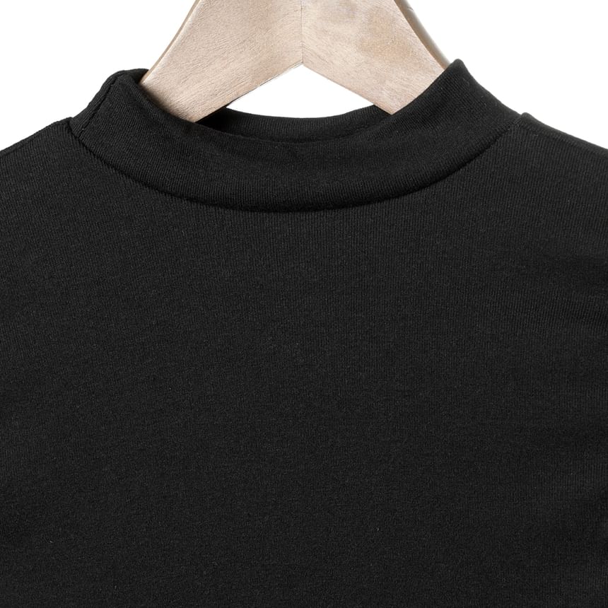 Hopsi - Lange mouwen mockneck / ronde hals effen cropped T-shirt