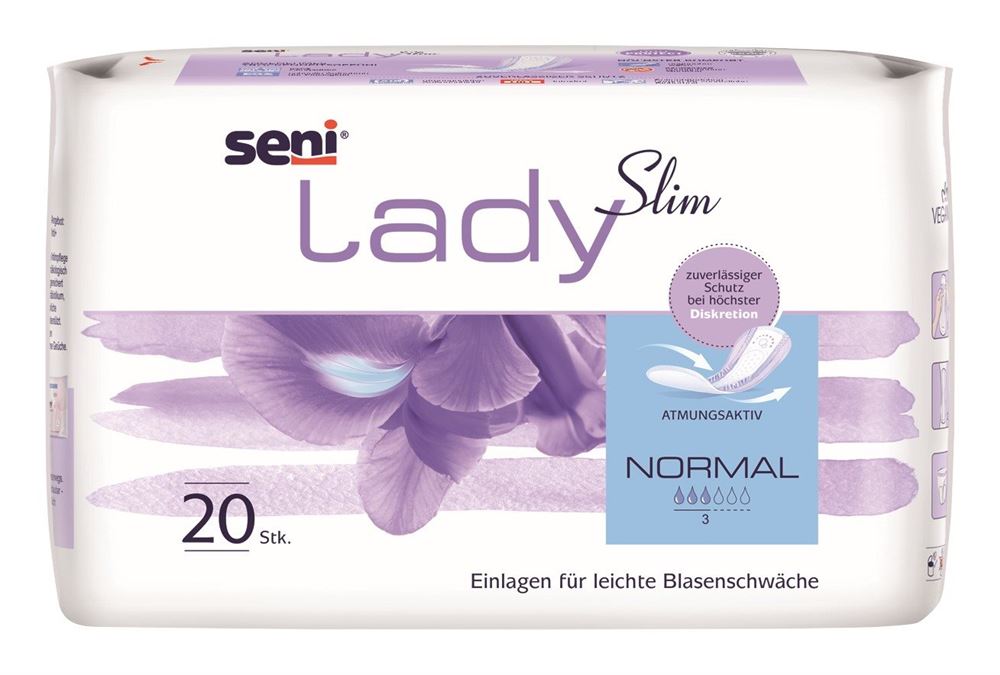 Seni Lady Slim Normal Einlage<br>20 Stück, atmungsaktive anatomische 10.5x28cm 3 Tropfen