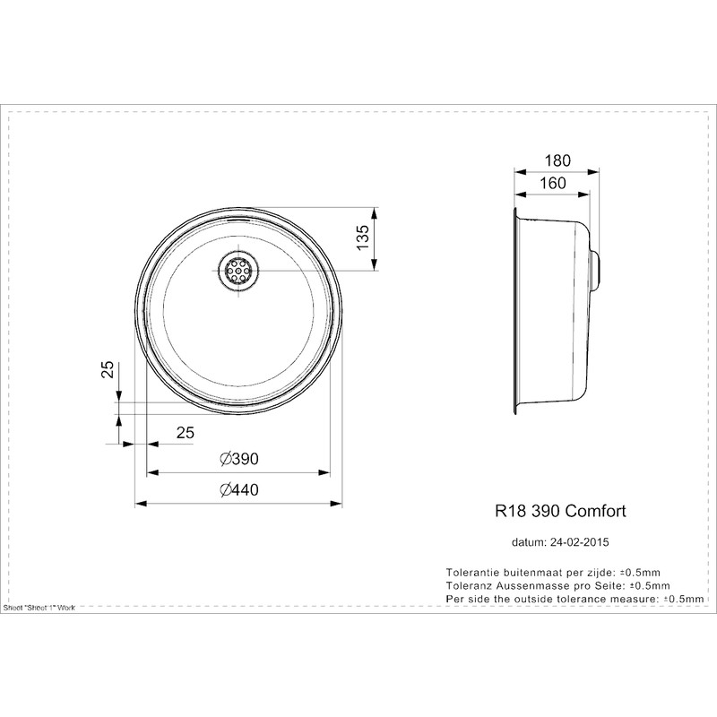 Reginox R18 390 Comfort spoelbak RVS 390mm