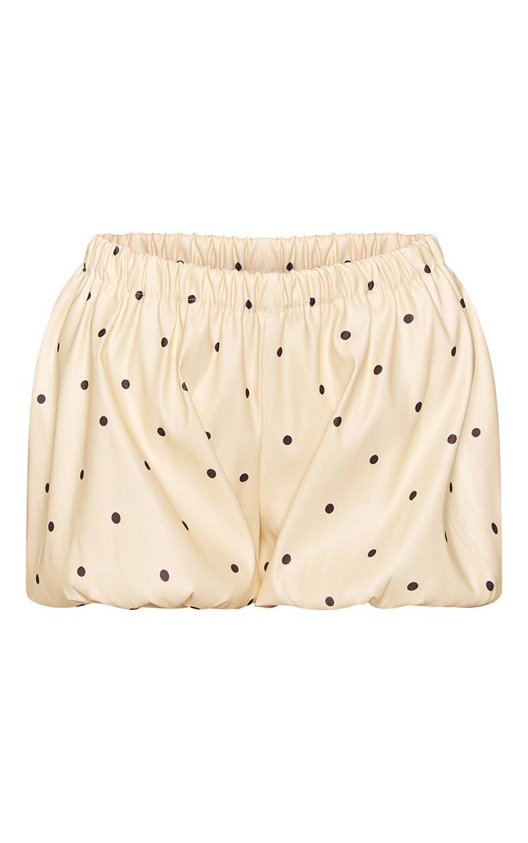 Citron Short Bouffant À Pois En Tissu Extensible Tissé Avec Haut Assorti