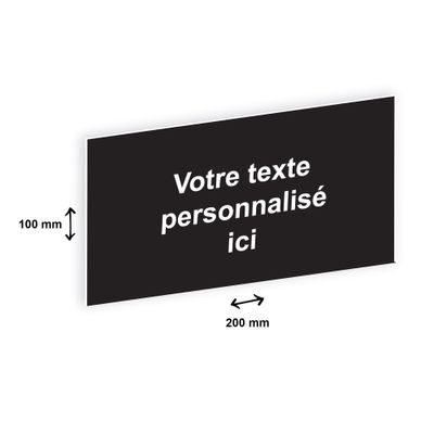 Plaque personnalisée avec votre texte - 200 x 100 mm - noire - adhésivée prête à poser