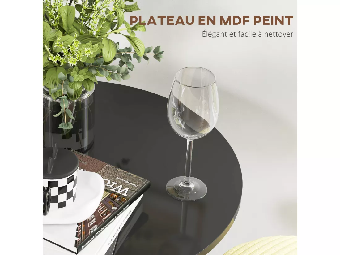 Table de bar ronde style contemporain dim. 60L x 60l x 102H cm noir