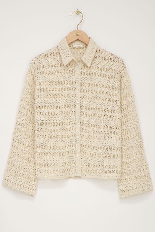 Beige gehaakte blouse met flared mouwen