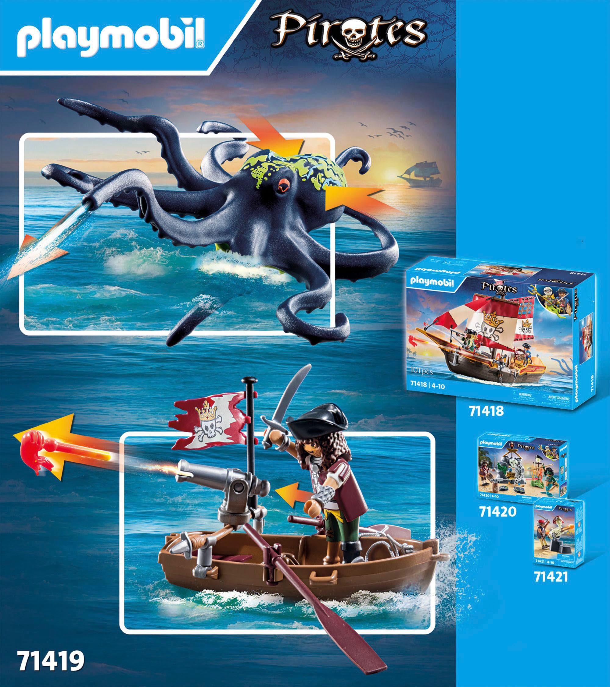 Playmobil® Konstruktions-Spielset »Kampf gegen den Riesenoktopus (71419), Pirates« Made in Europe
