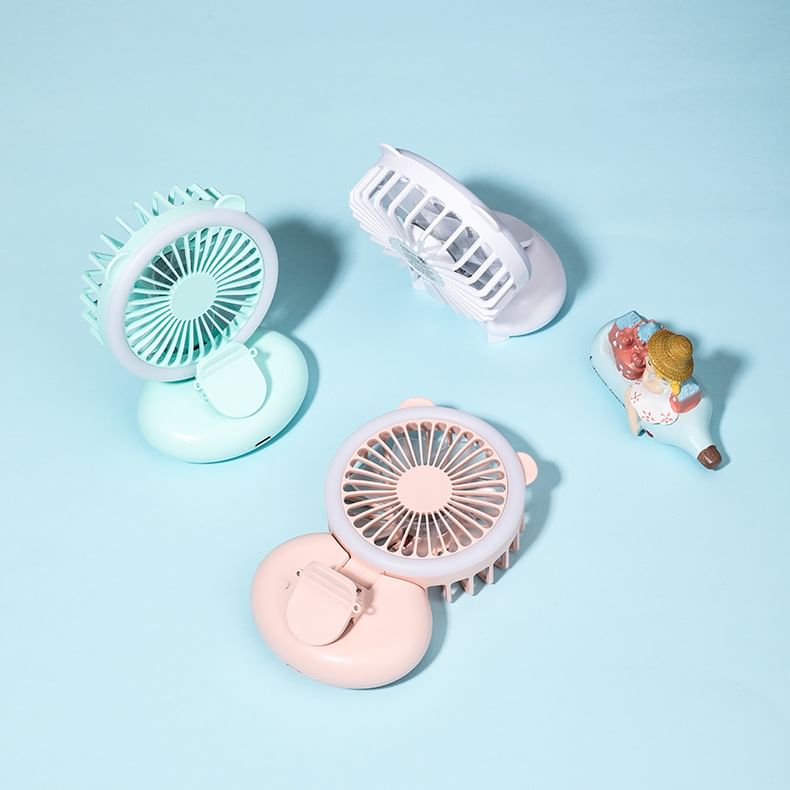 HOMTEC - USB oplaadbare clip-on ventilator met ringlamp