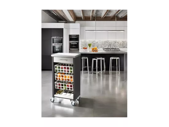 Desserte, chariot de cuisine – Noir, Inox - 93*48*34cm - MOHER