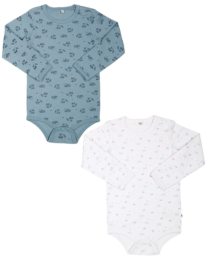 Langarmbody CUTIE BOY  4-er Pack in weiß/blau