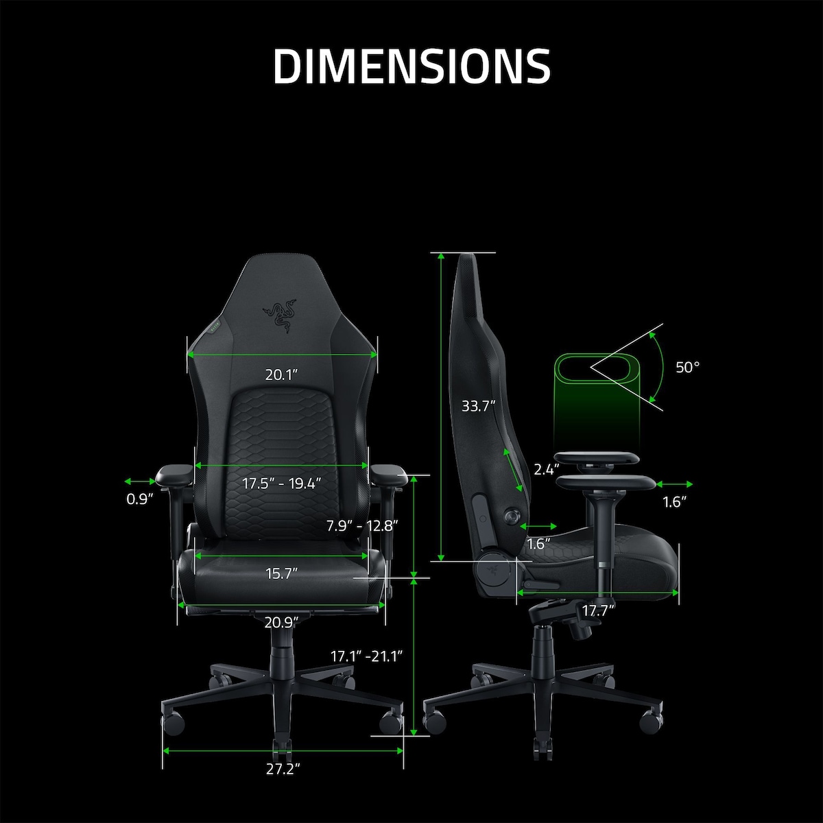 Razer Iskur V2 gamingstol (sort)