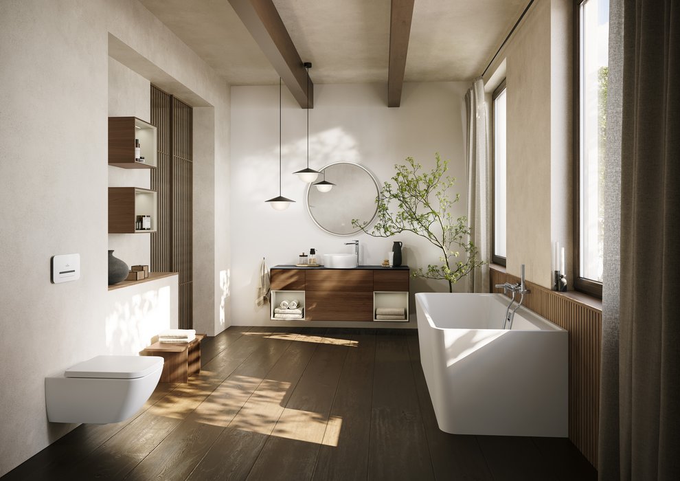 Villeroy & Boch Collaro half vrijstaand ligbad 180x80cm wit met chromen afvoerplug