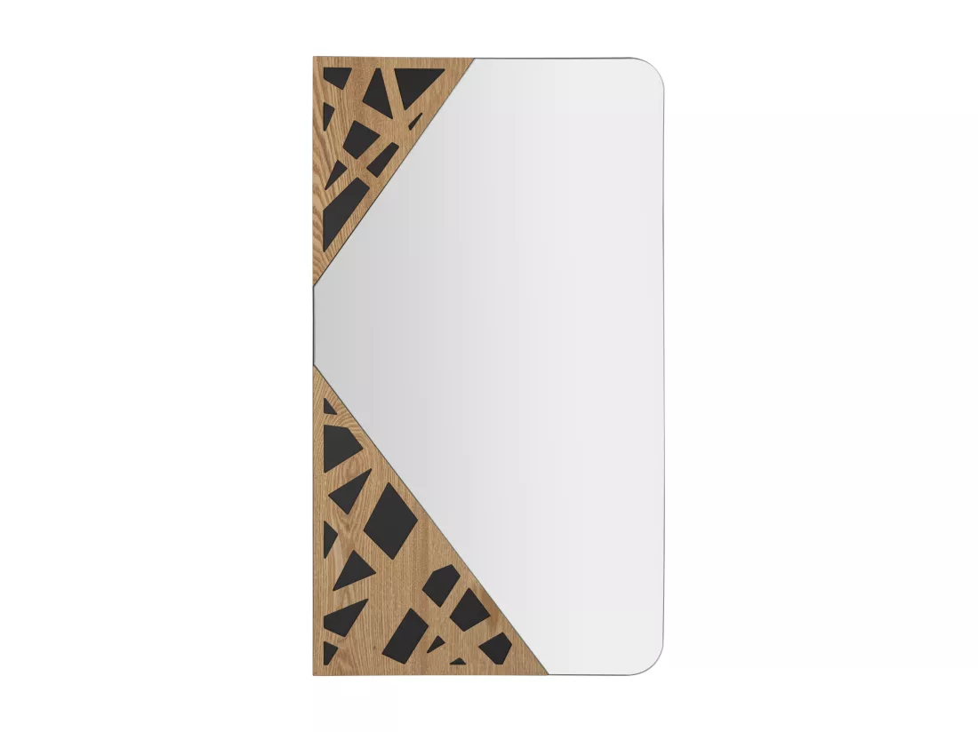Miroir mural angle rectangulaire 50x1x90 cm avec Décorations Géométriques en Bois Tressé