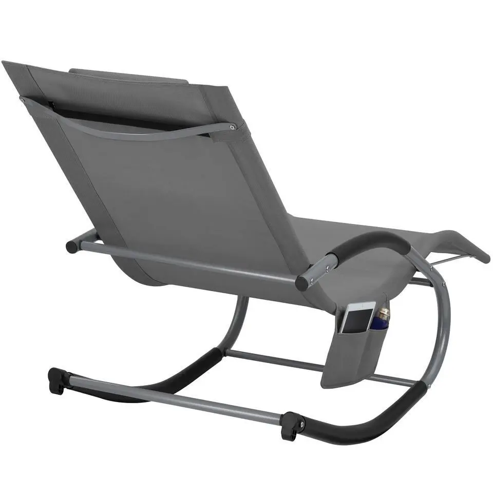 tectake Ligstoel Taya, ergonomisch, schommelfunctie, Grijs