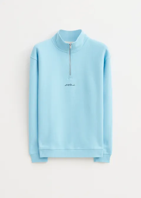 Brushed half zip sweater blauw (AQUA)