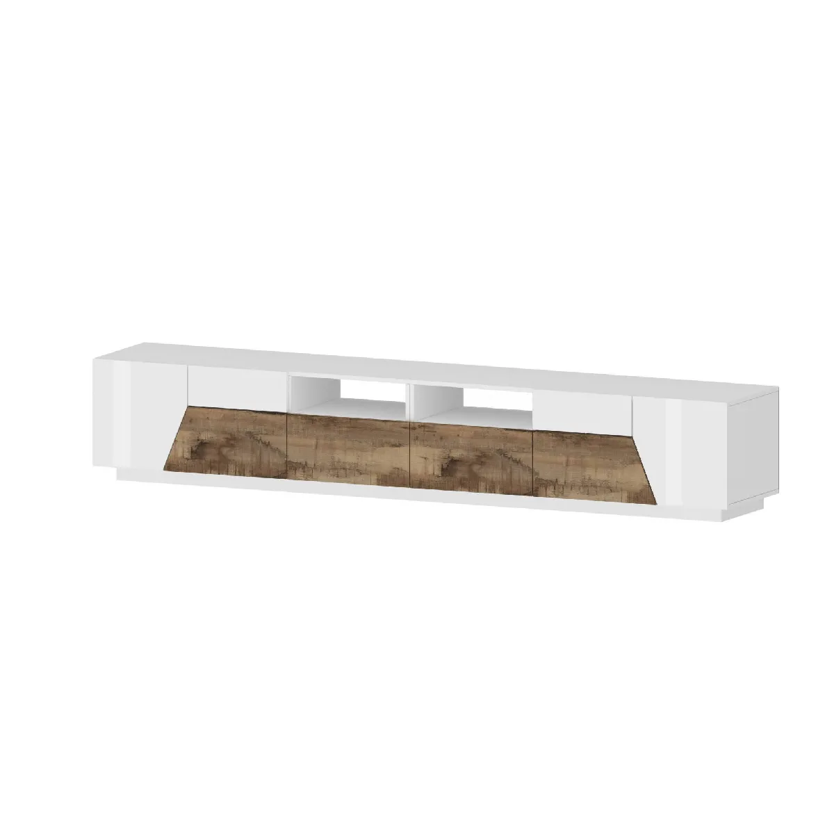 Alter Meuble TV Made in Italy - Blanc brillant et érable