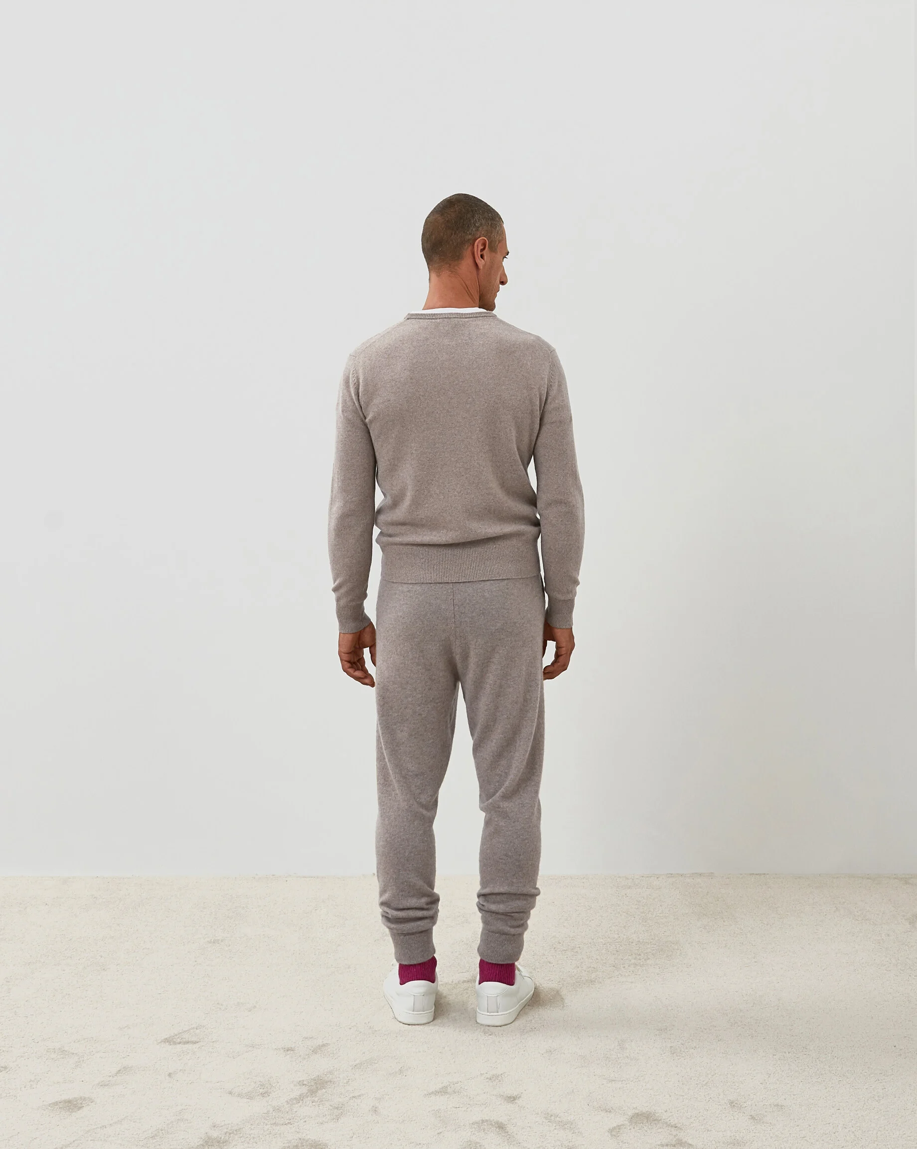 Pull homme col rond en cachemire 2 fils | Beige