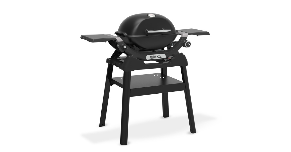 WeberQ 1200N gasbarbecue met zijtafels en compact onderstel  (Zwart, 1 Brander | Propaan/butaan)